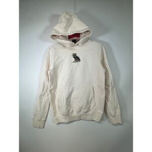 OVO October's Very Own Cream Hoodie Embroidered Owl Logo Pullover Size S